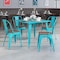Flash Furniture Crystal Teal-Blue Metal Stackable Chair with Wood Seat, PK4 4-ET-3534-CB-WD-GG - alternate 1